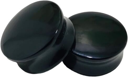 Uni Craft's Pair of Natural Black Obsidian Crystal Handmade Naga Body Piercing Jewelry Double Flared Round Shaped Ear Gauges Plugs Size 8g (3mm) to 2-1/8" (54mm) (46mm) in Saudi Arabia