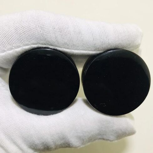 Uni Craft's Pair of Natural Black Obsidian Crystal Handmade Naga Body Piercing Jewelry Double Flared Round Shaped Ear Gauges Plugs Size 8g (3mm) to 2-1/8" (54mm) (46mm) in Saudi Arabia