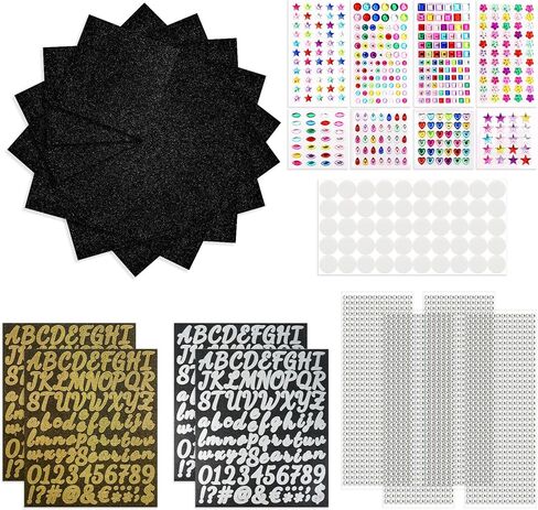 SPOKKI Graduation Cap Decorations Kit,- 16 Pcs Glitter Cardstock For Graduation Cap Topper,Alphabet Stickers,Crystal Stickers For Graduation Caps Decoration (B) in Saudi Arabia
