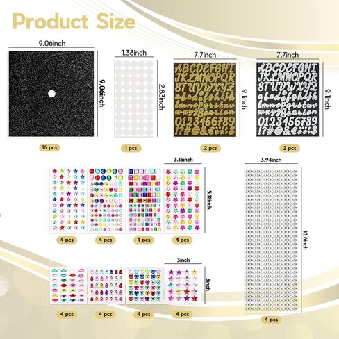 SPOKKI Graduation Cap Decorations Kit,- 16 Pcs Glitter Cardstock For Graduation Cap Topper,Alphabet Stickers,Crystal Stickers For Graduation Caps Decoration (B) in Saudi Arabia