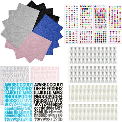SPOKKI Graduation Cap Decorations Kit,- 16 Pcs Glitter Cardstock For Graduation Cap Topper,Alphabet Stickers,Crystal Stickers For Graduation Caps Decoration (B) in Saudi Arabia