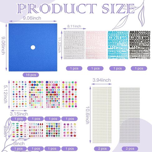 SPOKKI Graduation Cap Decorations Kit,- 16 Pcs Glitter Cardstock For Graduation Cap Topper,Alphabet Stickers,Crystal Stickers For Graduation Caps Decoration (B) in Saudi Arabia