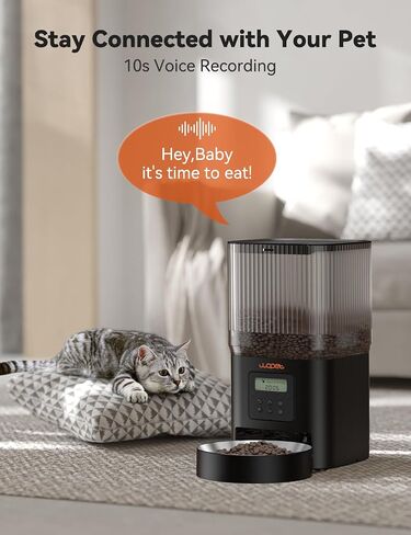 WOPET Automatic Cat Feeder, 4L Timed Dog Feeder with 180-Day Battery Life, Programmable Cat Food Dispenser Control 1-6 Meals Per Day, Automatic Pet Feeder for Dry Food with Stainless Steel Bowl in Saudi Arabia