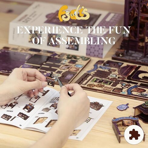 Fsolis Book Nook Kit - DIY Miniature House Kit for Adults Mini House Tiny 3D Puzzles for Bookshelf Diorama Decor Gifts for Women Teenagers Puzzle Lovers (John's Hair Salon) in Kuwait