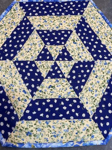 Floral Quilted Centerpiece Table Topper Blue Yellow and White Florals (Yellow Blue 8) in Saudi Arabia