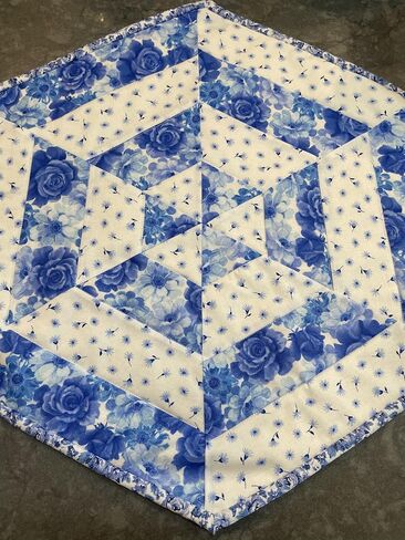 Floral Quilted Centerpiece Table Topper Blue Yellow and White Florals (Yellow Blue 8) in Saudi Arabia