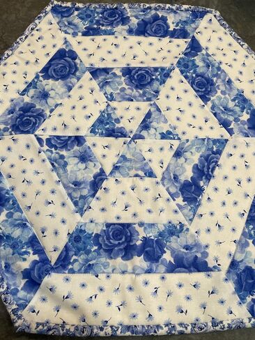Floral Quilted Centerpiece Table Topper Blue Yellow and White Florals (Yellow Blue 8) in Saudi Arabia