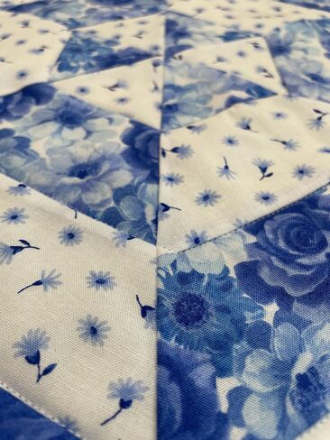 Floral Quilted Centerpiece Table Topper Blue Yellow and White Florals (Yellow Blue 8) in Saudi Arabia