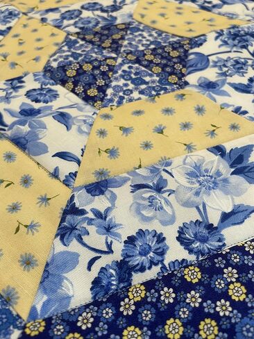 Floral Quilted Centerpiece Table Topper Blue Yellow and White Florals (Yellow Blue 8) in Saudi Arabia