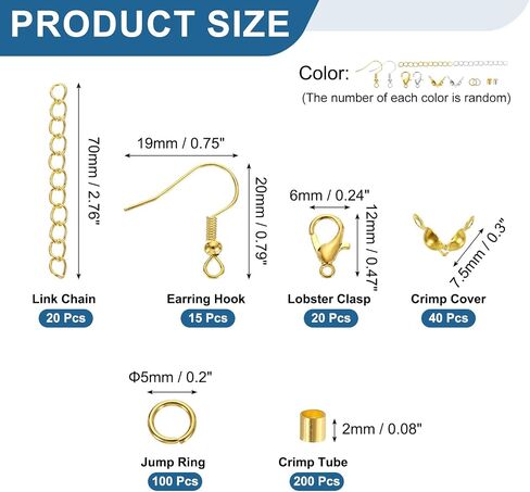 أدوات صنع القرط uxcell ، 395pcs خط السنانير يتجعيد يتجعيد أنابيب تجعيد جراد البحر clasps حلقات القفز سلسلة ارتباط مجموعة لسوار قرط DIY ، والفضة in Kuwait