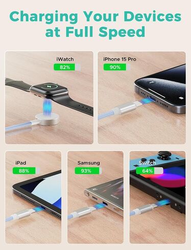 Upgraded 3 in 2 USB C Cable for Apple Watch Charger iPhone Charger USB C Multi Fast Charging Cable Compatible with iWatch Ultra/SE/9/8/7/6/5/4/3/2/1 & iPhone 15/14/13/12/11/Galaxy S23-4FT in Saudi Arabia