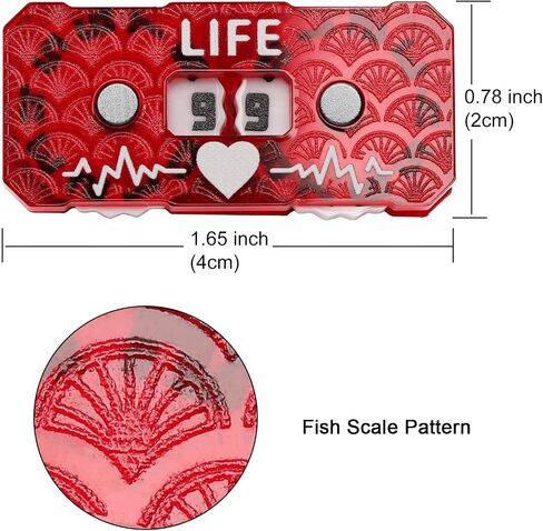 Life Counter 2 PCS PCAK Twin Digits نمط Dragon Scale مصمم 2 × 4 سم (0.787 × 1.57 بوصة) للعبة CEDH ولعبة MTG مزدوجة مصنوعة من الأكريليك (Black & Red Scale) in Kuwait