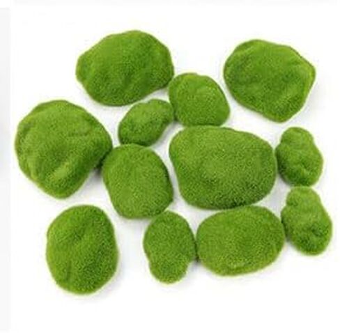 Crongeful 50pcs صخور الطحلب الاصطناعية الزخرفية الطحالب الخضراء للنباتات ديكور المنزل ترتيبات الأزهار الطحلب الحجارة المغطاة للحدائق الخيالية وصياغة (5 أحجام) in Kuwait