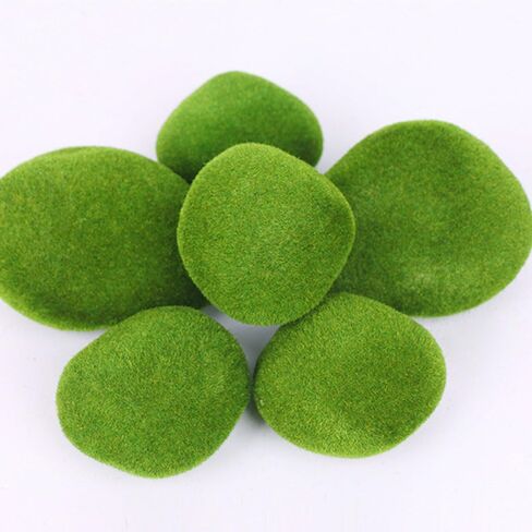 Crongeful 50pcs صخور الطحلب الاصطناعية الزخرفية الطحالب الخضراء للنباتات ديكور المنزل ترتيبات الأزهار الطحلب الحجارة المغطاة للحدائق الخيالية وصياغة (5 أحجام) in Kuwait