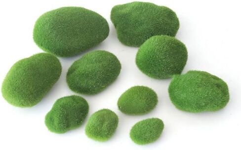 Crongeful 50pcs صخور الطحلب الاصطناعية الزخرفية الطحالب الخضراء للنباتات ديكور المنزل ترتيبات الأزهار الطحلب الحجارة المغطاة للحدائق الخيالية وصياغة (5 أحجام) in Kuwait