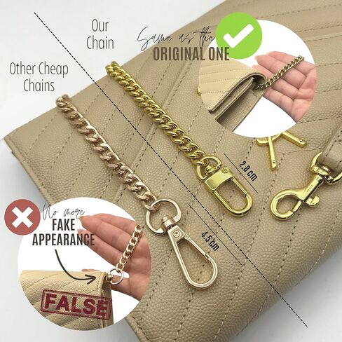 Conversion Kit compatible with Monogram Clutch, Insert with 120cm - 47" inches Premium Gold Chain, Wristlet Insert Wallet on Chain (Black) in Saudi Arabia