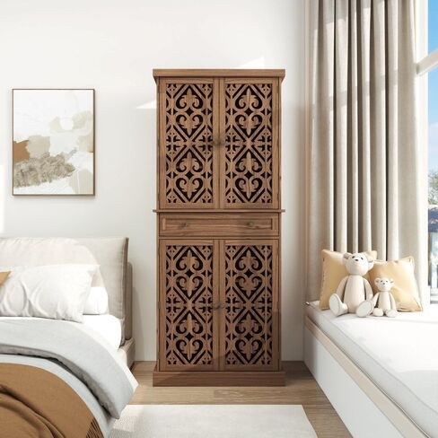 4 Door Cabinet with 1 Drawer, with 4 Adjustable Inner Shelves, Storage Cabinet (STYLE4) in Saudi Arabia