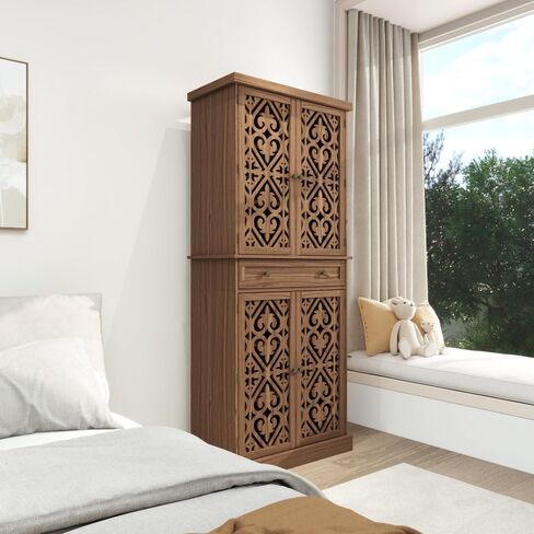 4 Door Cabinet with 1 Drawer, with 4 Adjustable Inner Shelves, Storage Cabinet (STYLE4) in Saudi Arabia