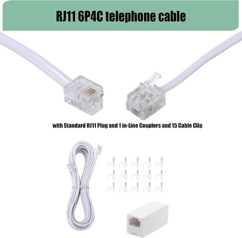 3Pack RJ11 Cable Phone Cord for Landline - 6ft Telephone Cord - Male to Male for Landline Phone and Fax - Black in Saudi Arabia
