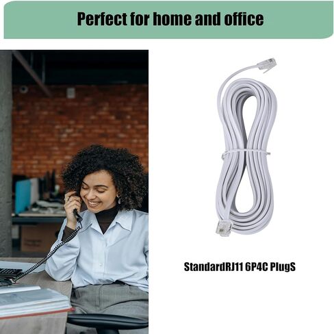 3Pack RJ11 Cable Phone Cord for Landline - 6ft Telephone Cord - Male to Male for Landline Phone and Fax - Black in Saudi Arabia