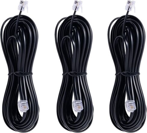 Long Telephone Extension Cord Phone Cable Line Wire, with Standard RJ11 Plug and 1 in-Line Couplers and 30 Cable Clip Holders-White (25feet) in Saudi Arabia