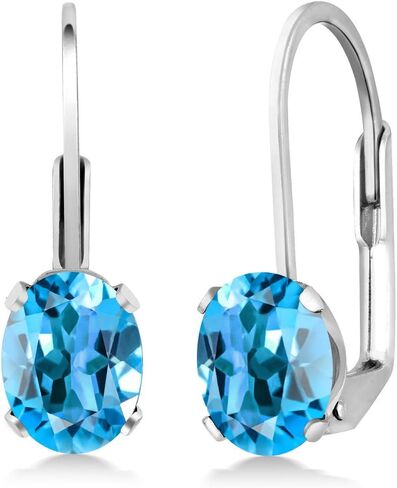 Gem Stone King 925 Sterling Silver Blue Tanzanite Leverback Earrings For Women (1.50 Cttw, Gemstone Birthstone, Oval 7X5MM) in Saudi Arabia