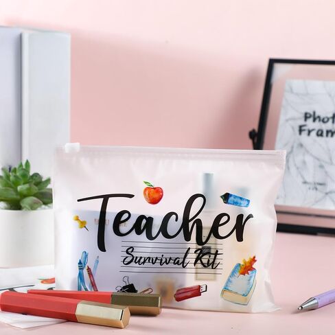 Cunno 60 Pcs Teacher Appreciation Gifts Bulk Small Teacher Survival Kit Bag Waterproof Makeup Pouch Cosmetic Pencil Bag Thank You Gifts for Women Best Teacher Graduation Gifts(Teacher Survival Kit) in Saudi Arabia