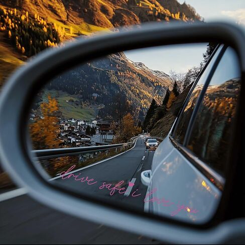 3x Drive Safe I Love You Mirror Decal, Rearview Mirror Sticker, Car Accessories for Boyfriend Girlfriend, Romantic Vinyl Quote – 4 Inch(Pink, Drive safe) in Saudi Arabia