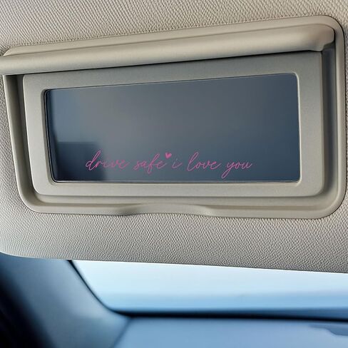 3x Drive Safe I Love You Mirror Decal, Rearview Mirror Sticker, Car Accessories for Boyfriend Girlfriend, Romantic Vinyl Quote – 4 Inch(Pink, Drive safe) in Saudi Arabia