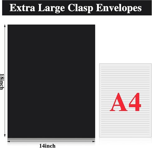 40 Pcs Extra Large Mailing Clasp Envelopes 14 x 18 Inch Jumbo Kraft Catalog Manila Envelope with Clasp Closure for Oversized Big Document Office Home Business School Storing Mailing(Black) in Kuwait