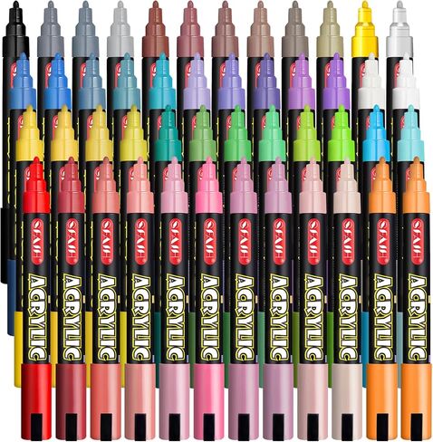 علامات SFAIH Acrylic الإبداعية-NIBS القابلة للاستبدال 3 مم ، سعة حبر كبيرة ، تغطية عالية للغاية ، حبر غير قائم على الماء ، وعلامات الرسم للإمدادات الفنية ، والخشب ، والنسيج ، الطلاء الصخري in Kuwait
