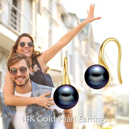 KECHO 14K Gold Freshwater Pearl Dangle Earrings Real Gold Pearl Drop Jewelry Anniversary Birthday Gifts for Women Girls (B-Pearl) in Saudi Arabia