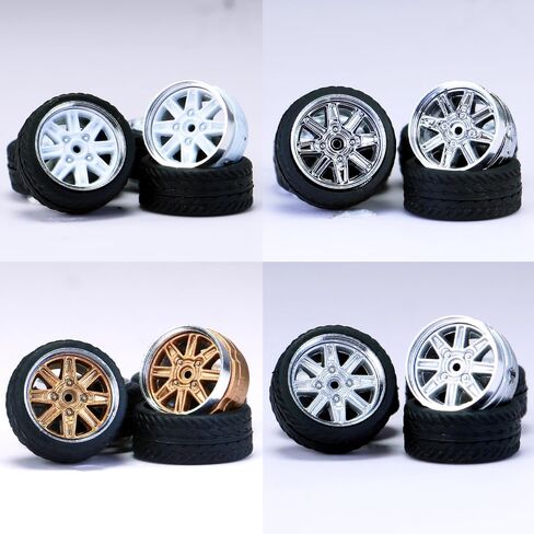 Raaveist 1/64 عجلات وإطارات ، سلسلة REAL Riders ، ترقية سيارات طراز Diecast الرئيسية ، القطر هو 0.43 بوصة ، 4 مجموعات/حزمة ، متحدثة لوتس ، عجلات ABS مع حواف المعادن المحور المطاطية الإطارات (HW-A) in Kuwait