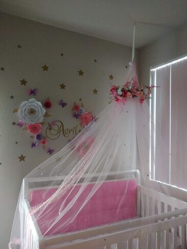 pink and white flowers Handmade bed canopy crib canopy, girl bedroom decor reading nook, baby nursery decor in Saudi Arabia