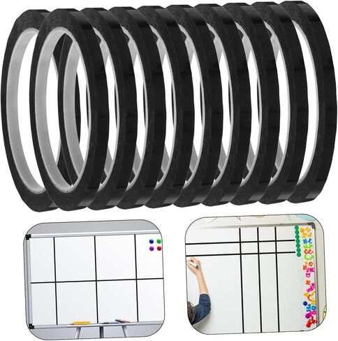 AmoSfun 10pcs شريط Washi الأسود للحصول على علامة الدقة الشريط الرقيقة الصياغة للألواح البيضاء لعلامة الشبكة صياغة السيارات سهلة الاستخدام وإزالة in Kuwait