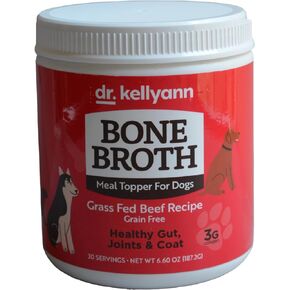 Dr. Kellyann Bone Broth Meal Topper for Dogs | Grass-Fed Beef Recipe | 3g Collagen | Supports Healthy Digestion & Joints | Shiny Coat | Grain Free | 6.60 oz
