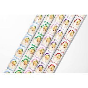 Custom Name Santa Christmas Wrapping Paper | Personalized | Wrapping Paper | Gift Wrap | Pink | Green | Blue | Red | Purple | Navy