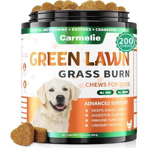 Grass Burn Spot Chews – 200 Chews Dog Pee Grass Spot by Dog Urine – Urine Neutraliser for Lawn – Supports Urinary & Digestive Health with DL-Methionine, Probiotics & Enzymes