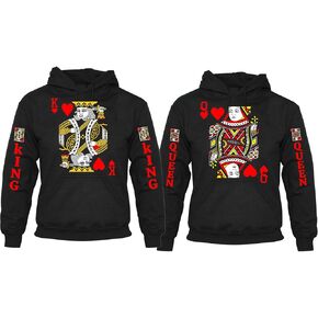 King or Queen Play Play Cordshirt Hoodie- الأزواج pullover يطابقون حب عيد الحب أفضل هود عيد الميلاد