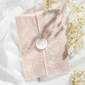 50 Pack Pre-Folded Vellum Jackets for 5x7 Invitations,AZAZA Elegant Translucent Invitation Sleeves,115GSM Vellum Jackets 5x7, Wedding Invitation Accessories, for Weddings Birthdays,Sage Green Toile
