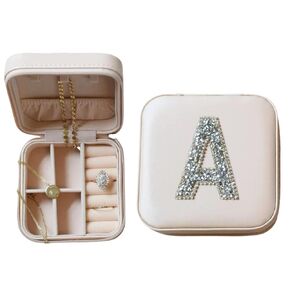 Personalized Jewelry Boxes | Bridesmaid Jewelry Box | Bridesmaid Gift | Personalized Gift for Women | Travel Jewelry Case Bridal Party Gift (Blush)