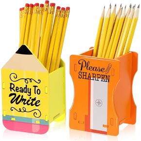 2 Pcs Pencil Shaped Pencil Holder Sharp and Dull Pencil Holder Wooden Pencil Dispenser Pencil Storage Organizer for Back to School Teachers Classroom Management Organization in Kuwait