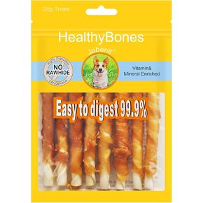 UrbanX HealthyBones Rawhide Free Healthy Foods for Australian Shepherd Pit Bull Mix & Other Large Mixed Breed Dogs, Chicken Wrapped Bone Sticks Foods, Soft Chewy Foods for Training Rewards, 28 Count