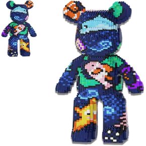 Blue Graffiti Bear Micro Building Blocks Set(3688Pieces) Animal Winktoys Blocks Bear Building Blocks Gift for Adult and Kid