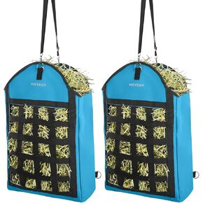 2 Pack Hay Bag for Horse,Heavy Duty 1200D Oxford Slow Feeder Hay Bag with Front Hay Nets Design Horse Feeding Bag with Large Opening for Horse, Goat, Donkeys, 13.78x7.45x18.1 Inch,Black