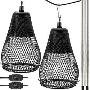 Retisee 2 Pcs Reptile Heat Lamp Cap Reptiles Anti-Scald Lampshade with Power Switch and Anti-bite Hook for Lizards Snakes Chicks, Bulb Not Included