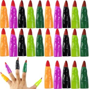 GXXMEI 35PCS Plastic Fake Witch Fingers Colorful Finger Pointers for Kids Reading Halloween Witch Fingers for Party Cosplay Costume Accessory 5 Colors