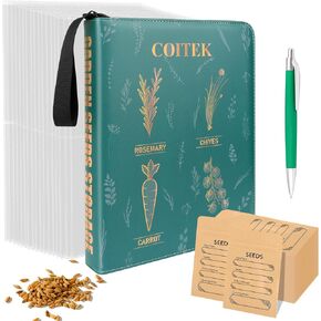 Large Seed Storage Organizer Binder with Zipper and Hang Design,Seed Packet Organizer Book with 40 Pack Sheet Protectors,160P Large Resealable Holder Seed Packets Envelopes/160P Clear Envelopes