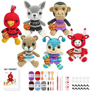 YUBOJIA 2025 Upgraded Crochet Kit for Beginners, 6PCS Knitting Kit for Adults and Kids, Christmas Gift Birthday Holiday for Crochet Lovers, Crocheting Animal Kits with Step by Step Videos 1