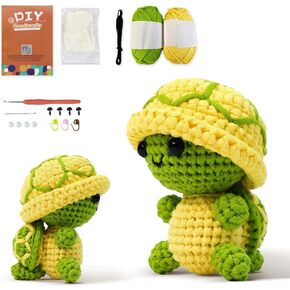 LYKTRIX Positive Crochet Animals Turtle Gifts | Amigurumi Turtle Wobbles DIY Craft Kit for Beginners with Video Tutorials | Emotional Support Handicraft Project | Kids Beginner Crafting Set